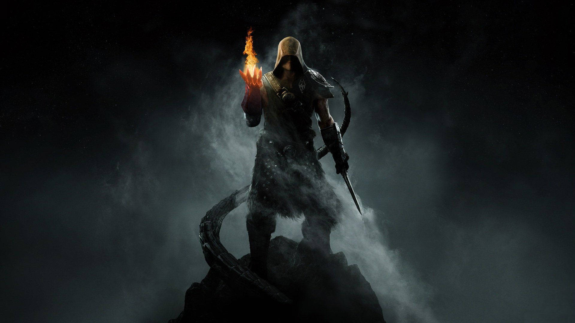 Skyrim Ultra HD Dragonborn With Flame Hands Wallpaper