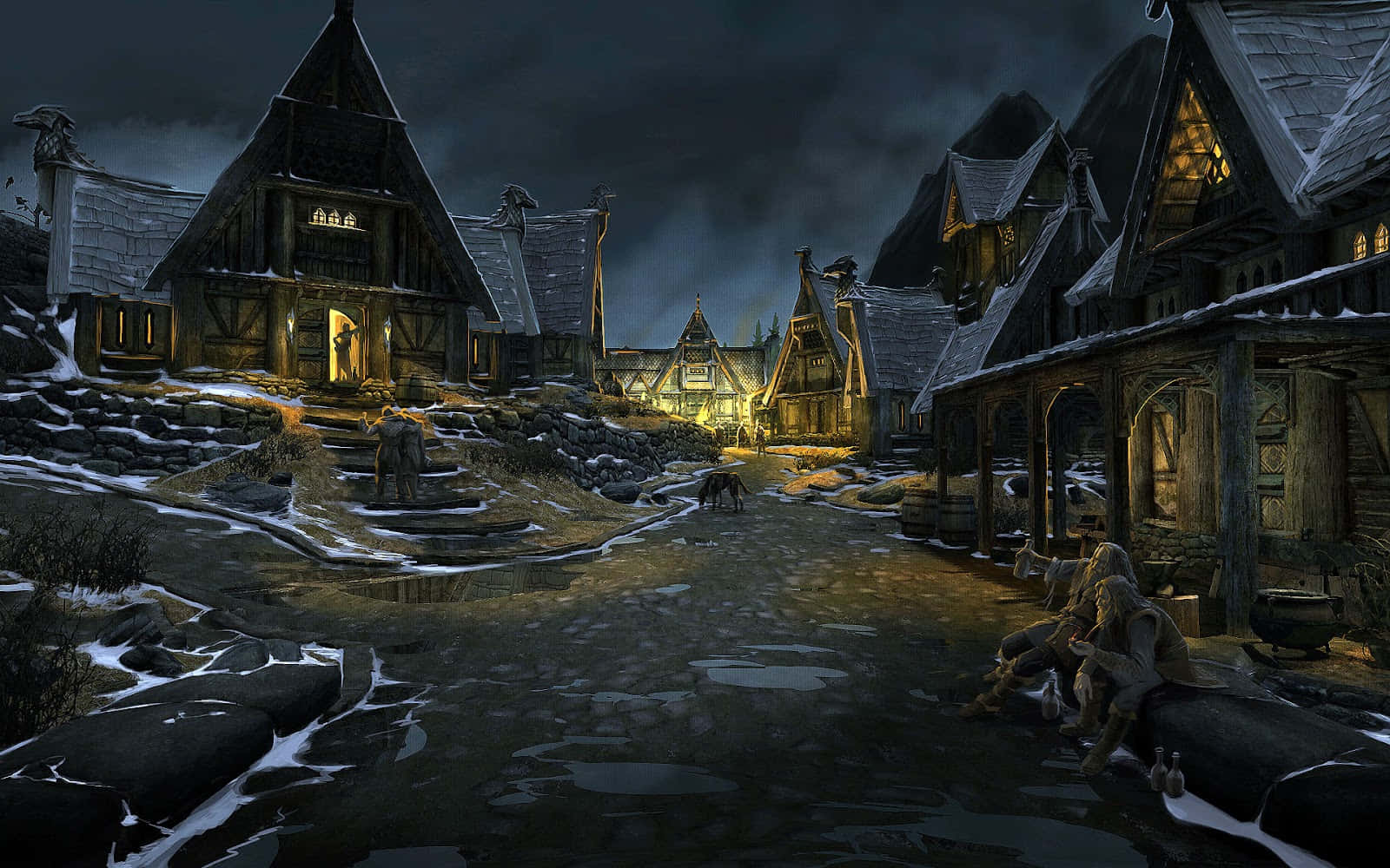 Majestic view of Whiterun in the land of Skyrim Wallpaper