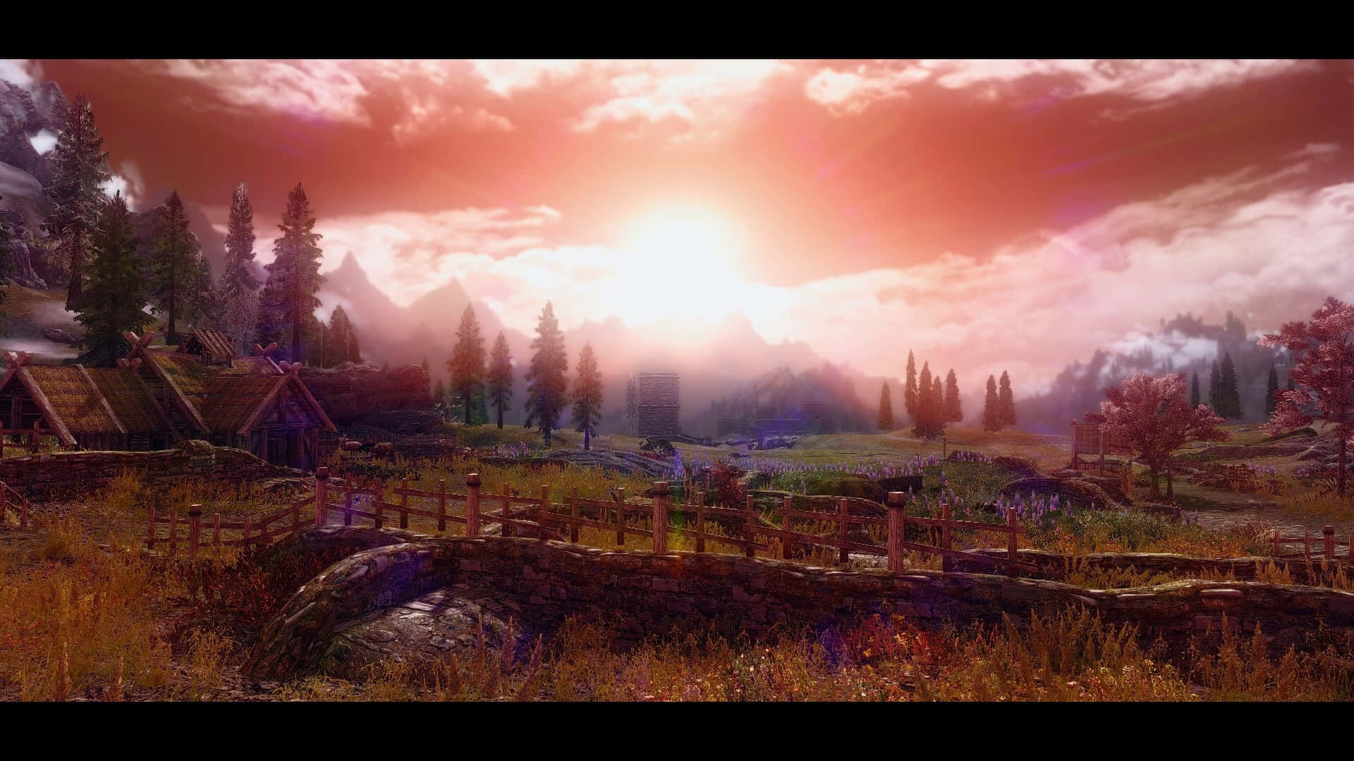 Whiterun, the city of trade and commerce in the breathtaking world of Skyrim Wallpaper