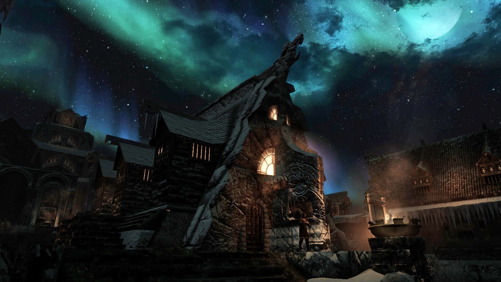 Majestic View of the Ancient City of Windhelm, Skyrim Wallpaper