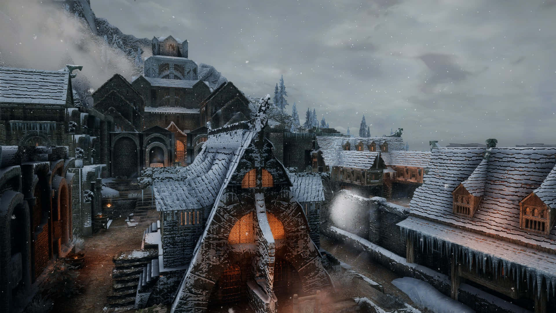 Majestic Windhelm Skyline in Skyrim Wallpaper