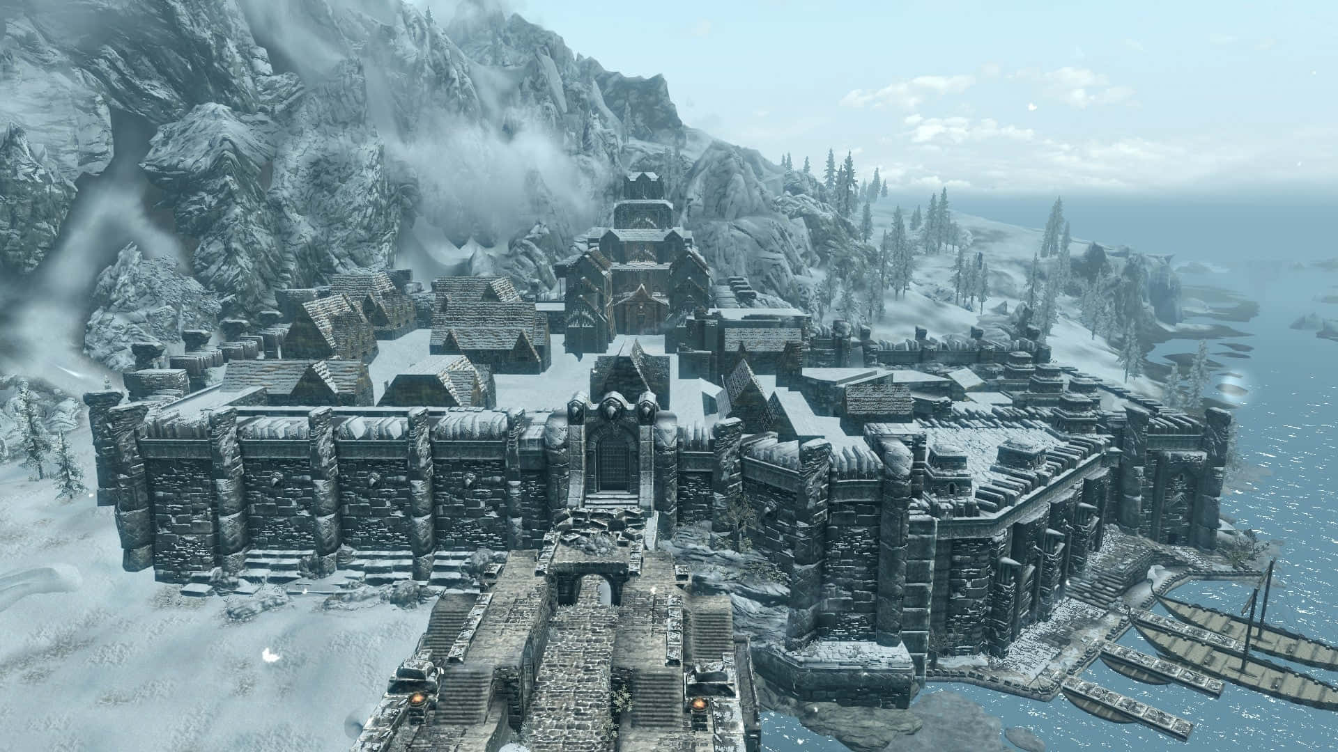 Majestic Skyrim Windhelm in the Snow Wallpaper