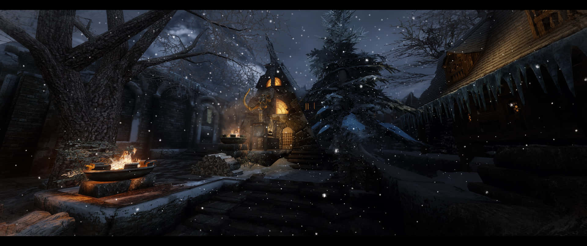 Majestic Windhelm City at Dusk Wallpaper