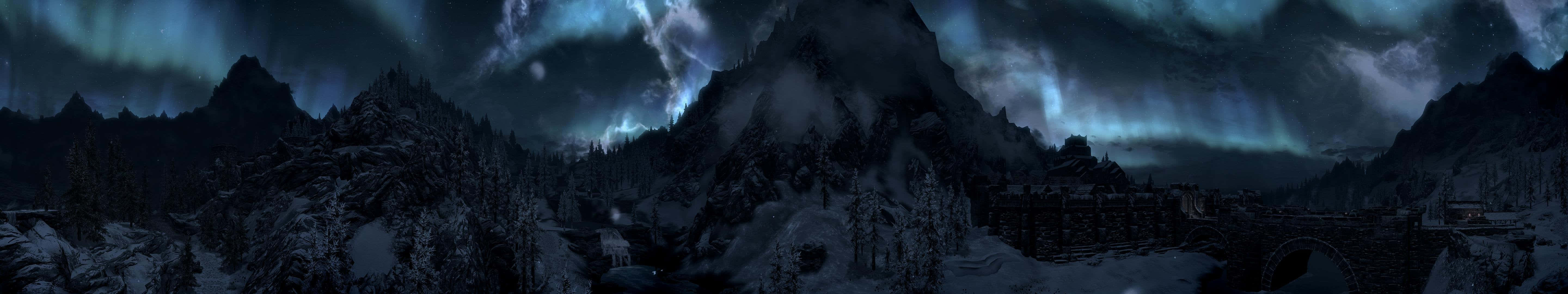 Majestic view of Windhelm in the world of Skyrim Wallpaper