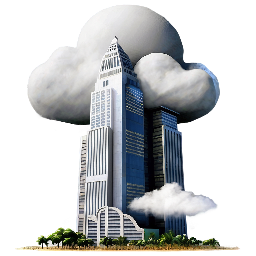 Skyscraper In Clouds Png 05212024 PNG