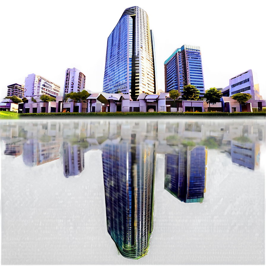 Skyscraper Reflection Pool Png Asa41 PNG