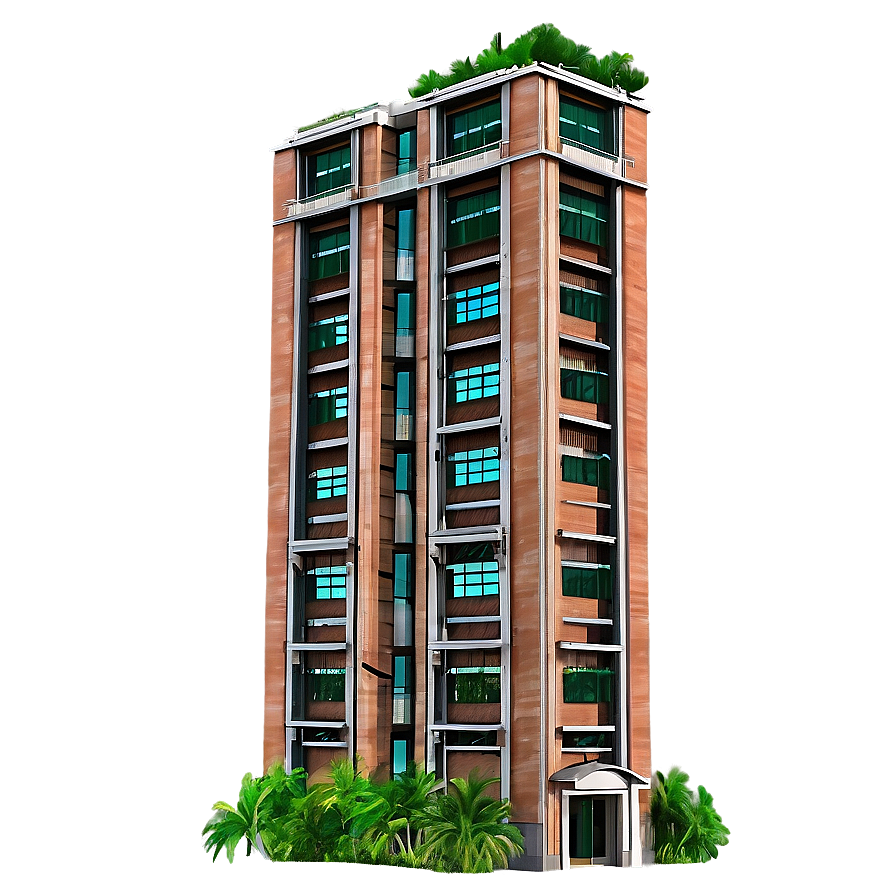 Skyscraper With Greenery Png Mfq52 PNG