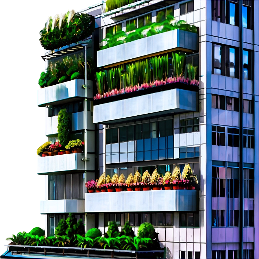 Skyscraper With Rooftop Garden Png 05212024 PNG