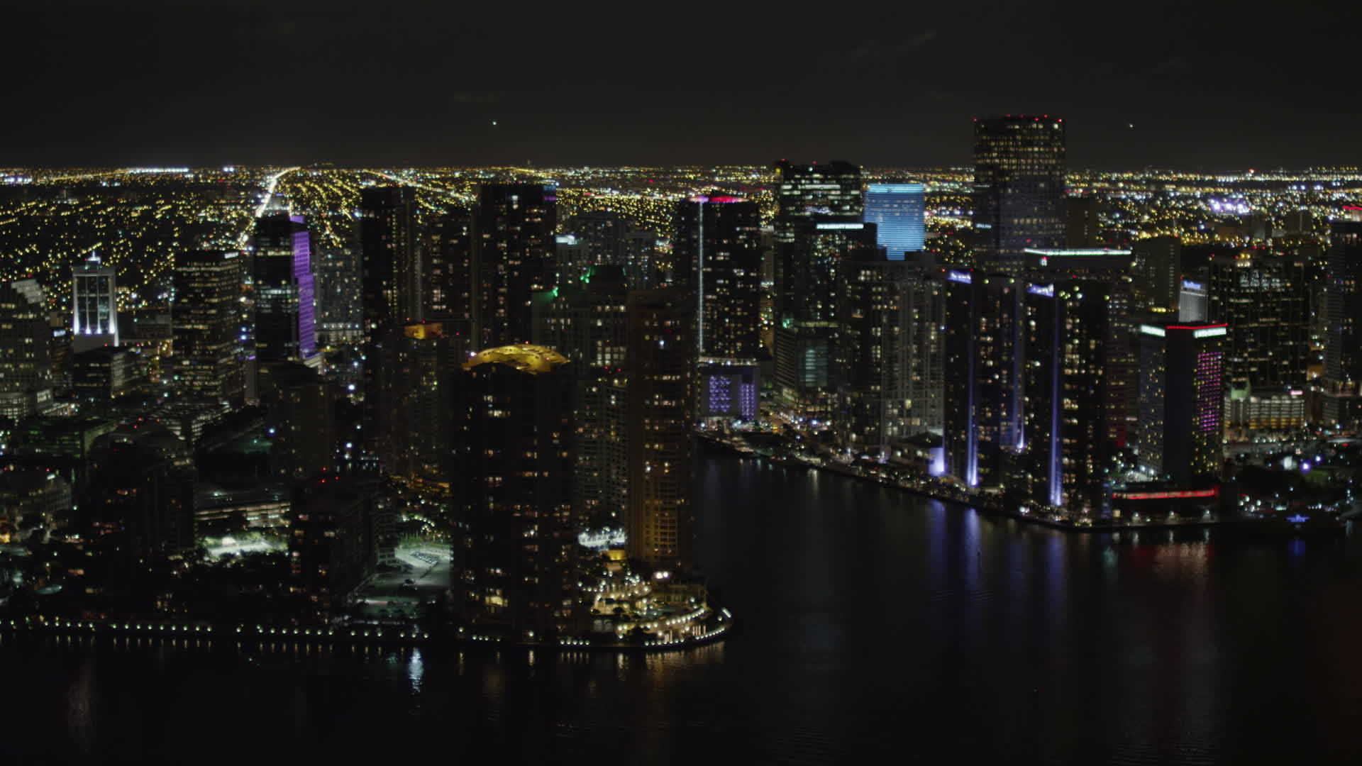 Skyscrapers At Night In Miami Wallpaper
