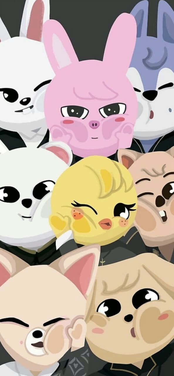 Skzoo_ Characters_ Group_ Selfie Wallpaper