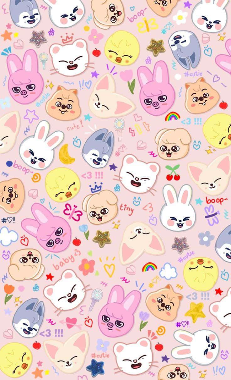 Skzoo Characters Pattern Wallpaper Wallpaper