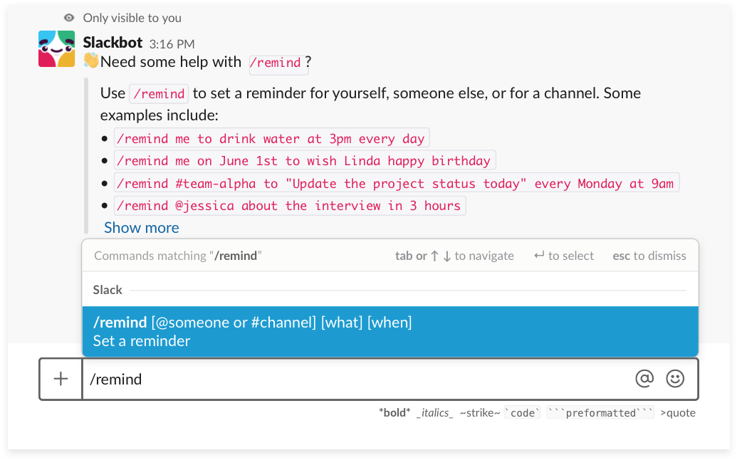 Slack Reminder Feature Screenshot PNG