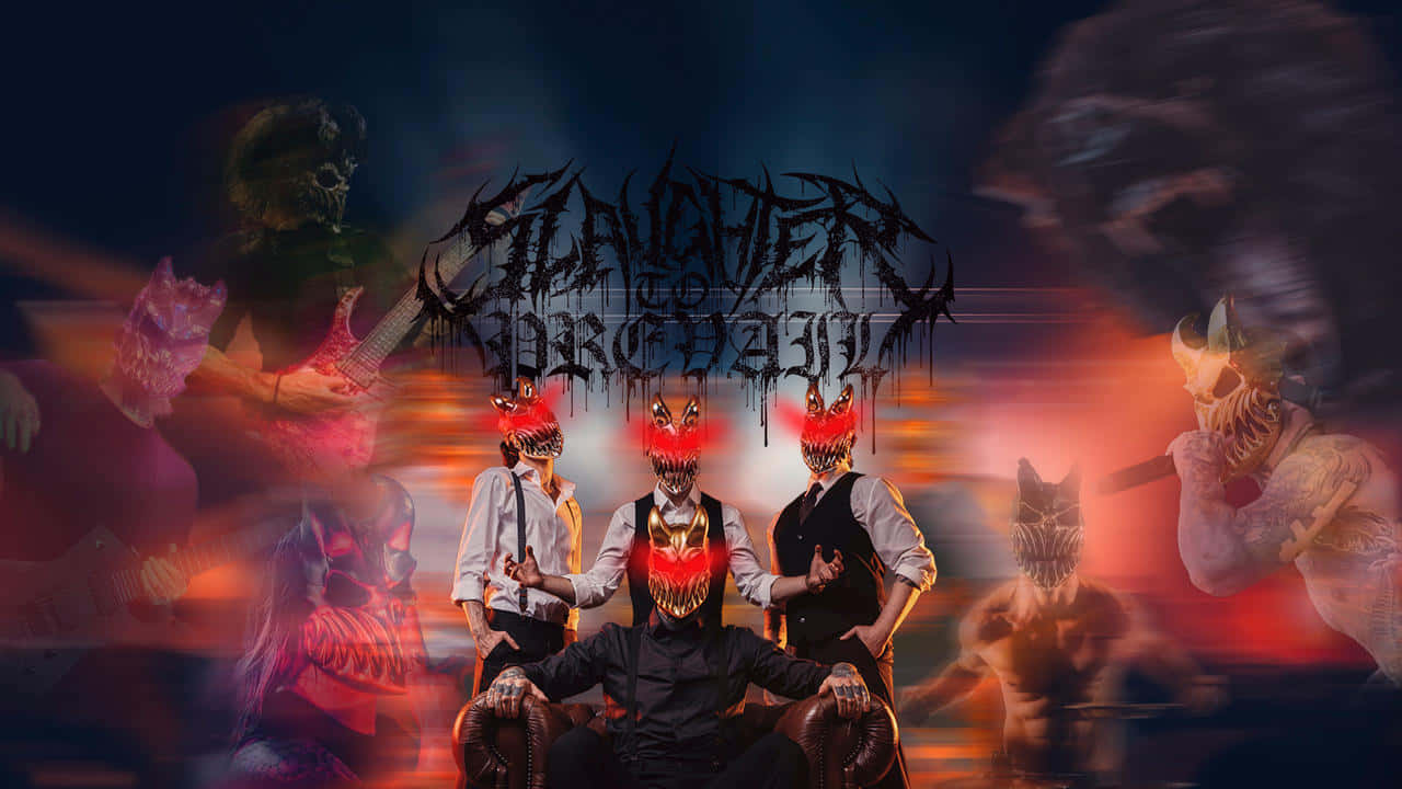 Slaughter To Prevail Band Members With Masks Wallpaper