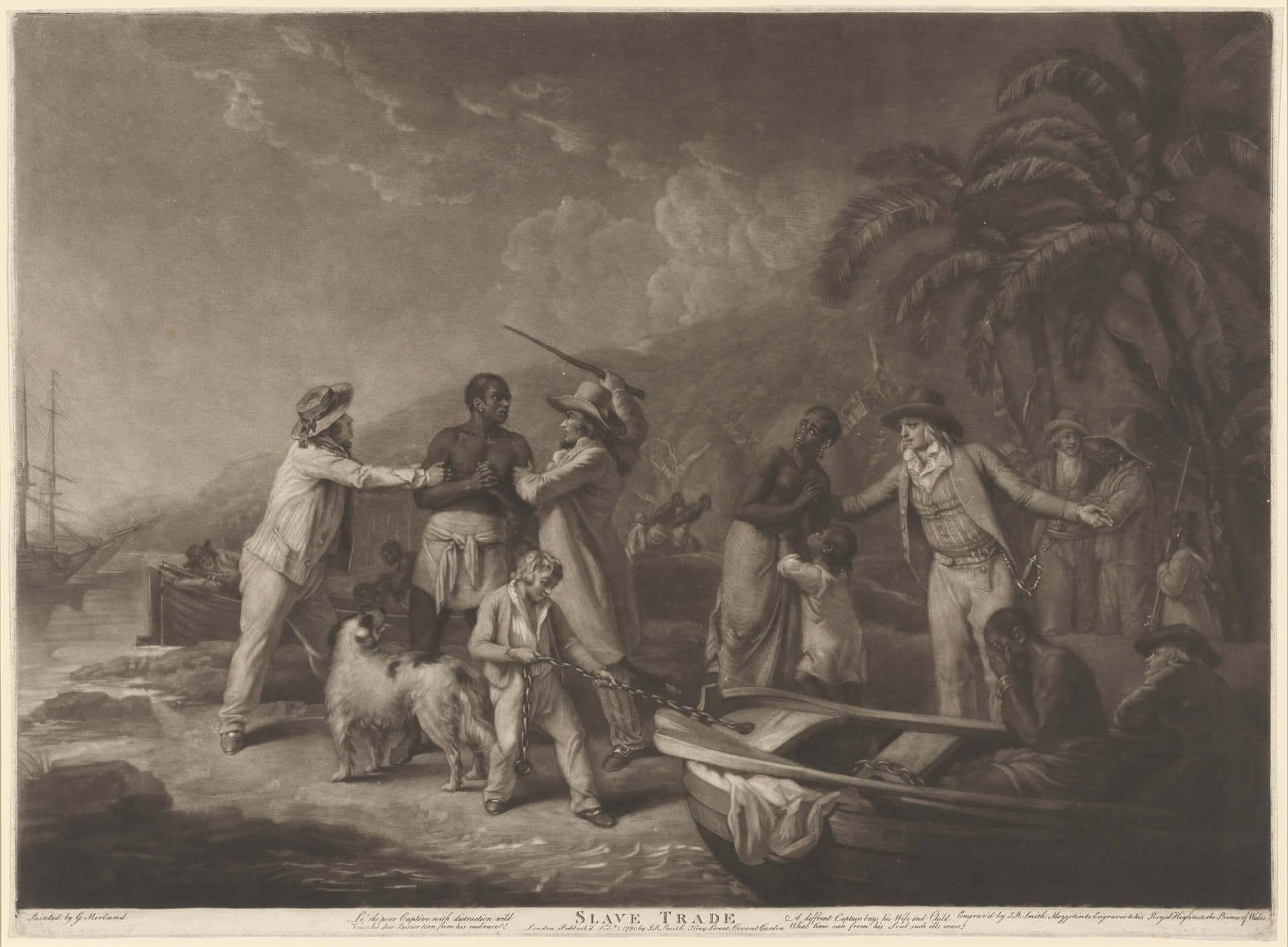 A Painting Of Men Standing Around A Boat