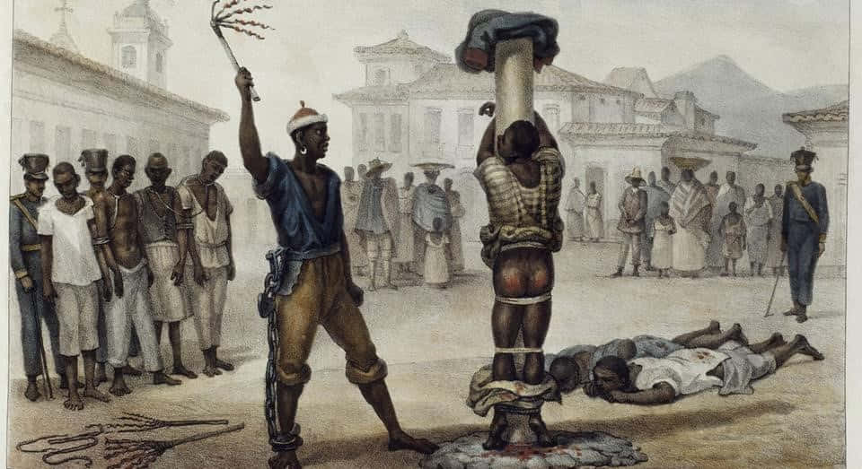 A Painting Of A Man Holding A Pole