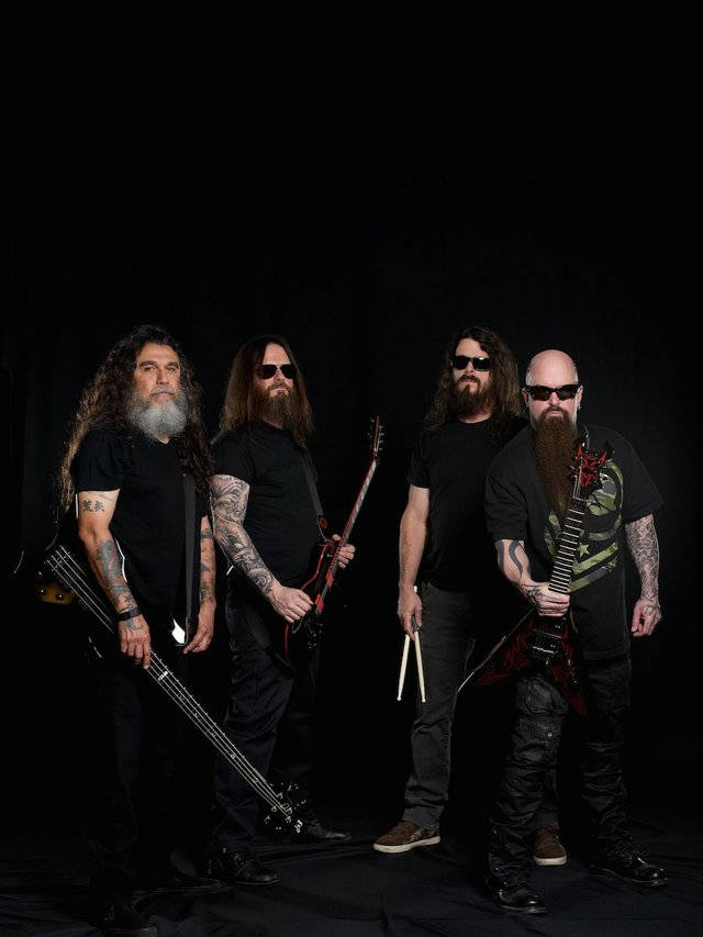 Slayer Band Members With Instruments Wallpaper