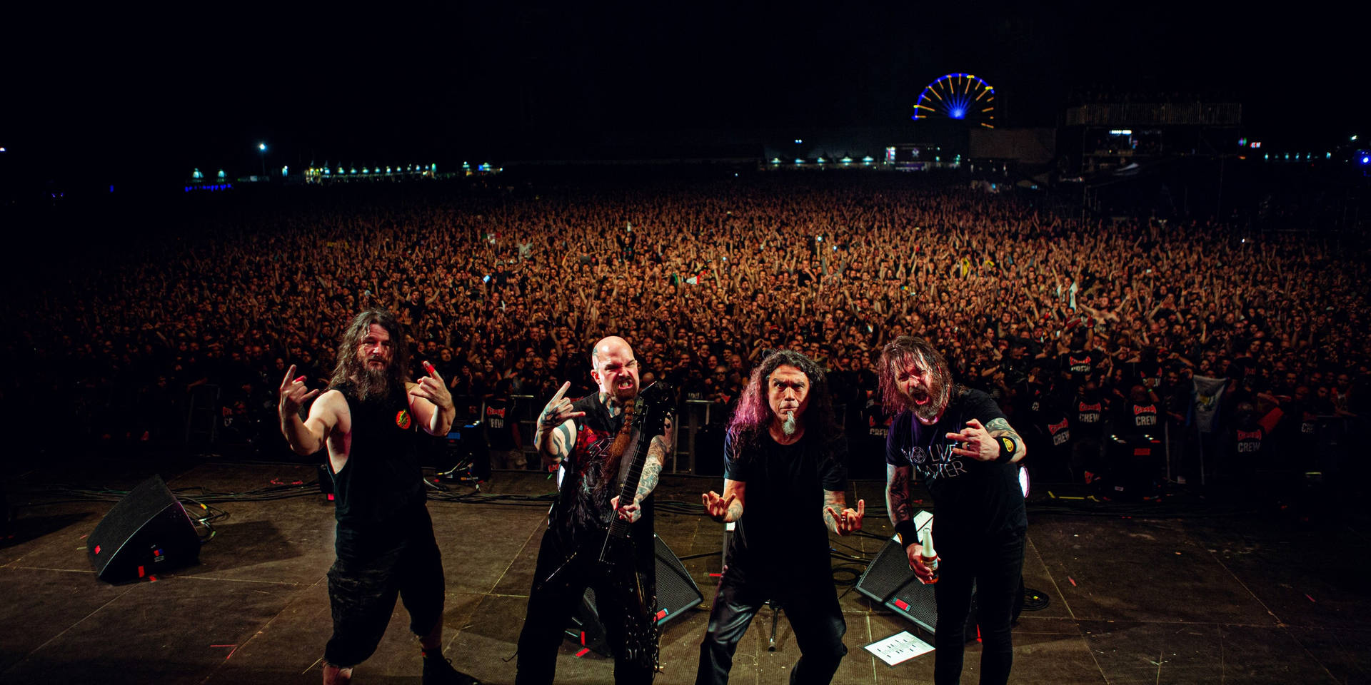 Slayer Band On Stage With Fans