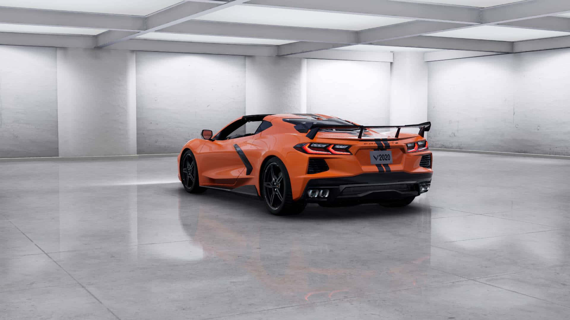 Tyylikäs Ja Terävä Chevrolet Corvette C8 Asfaltilla Taustakuva