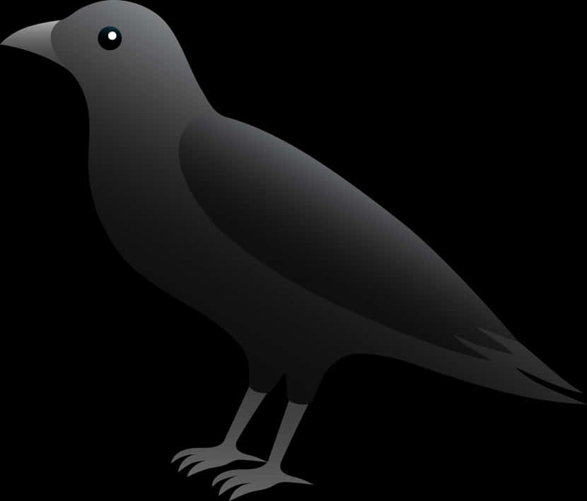 Sleek Black Crow Illustration PNG