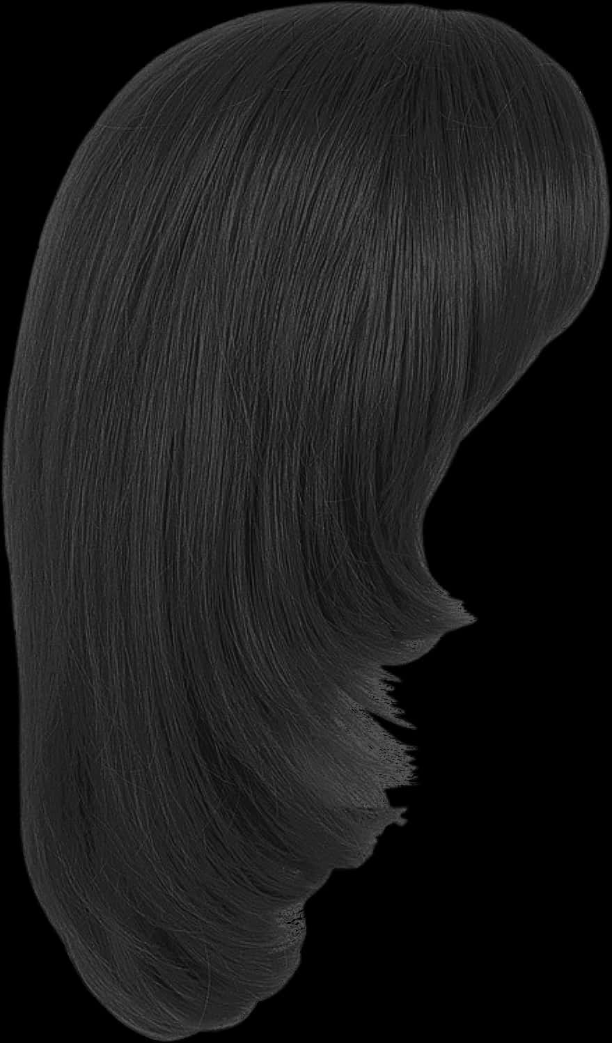 Sleek Black Hairstyle Silhouette PNG