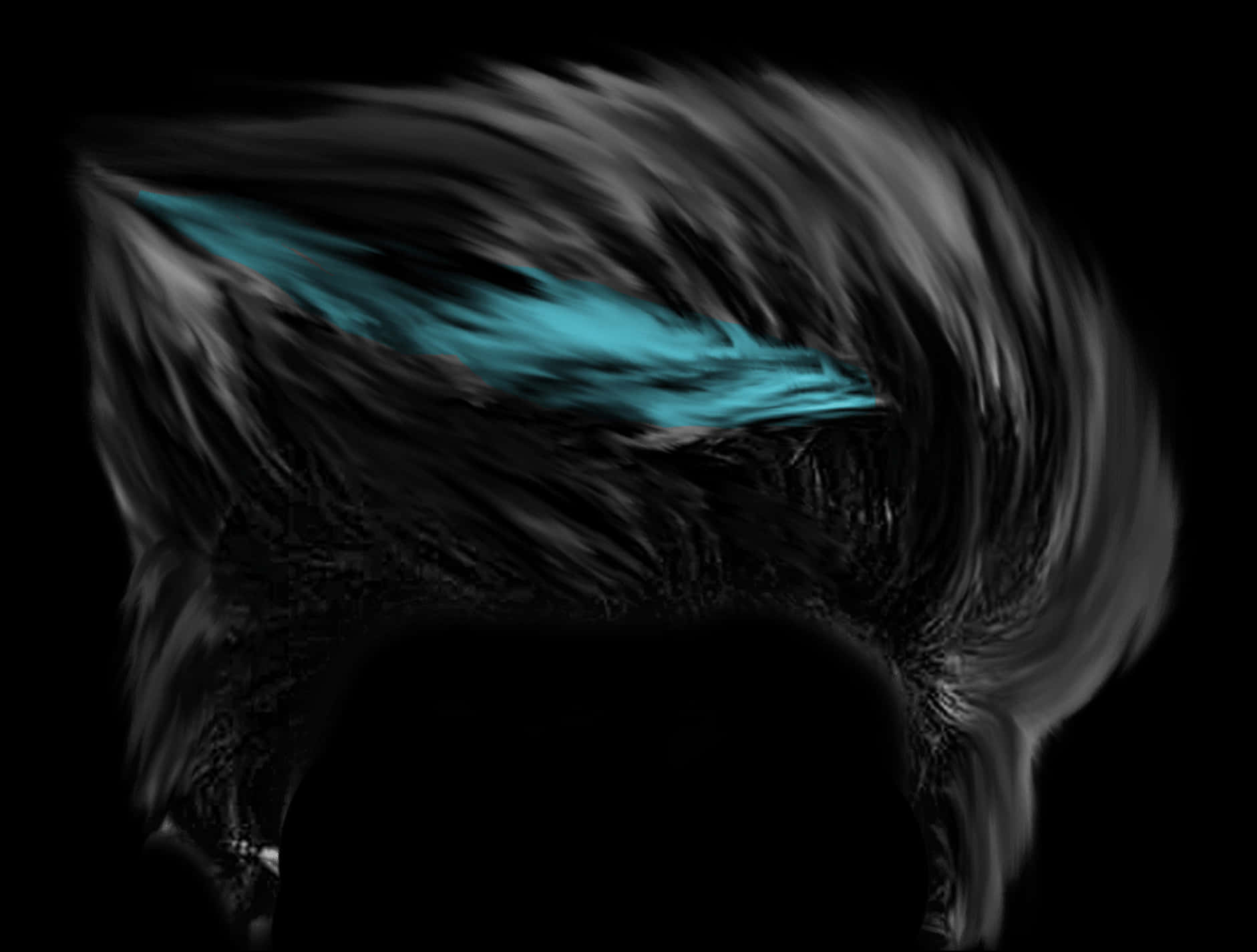 Sleek Black Hairstylewith Teal Streak PNG