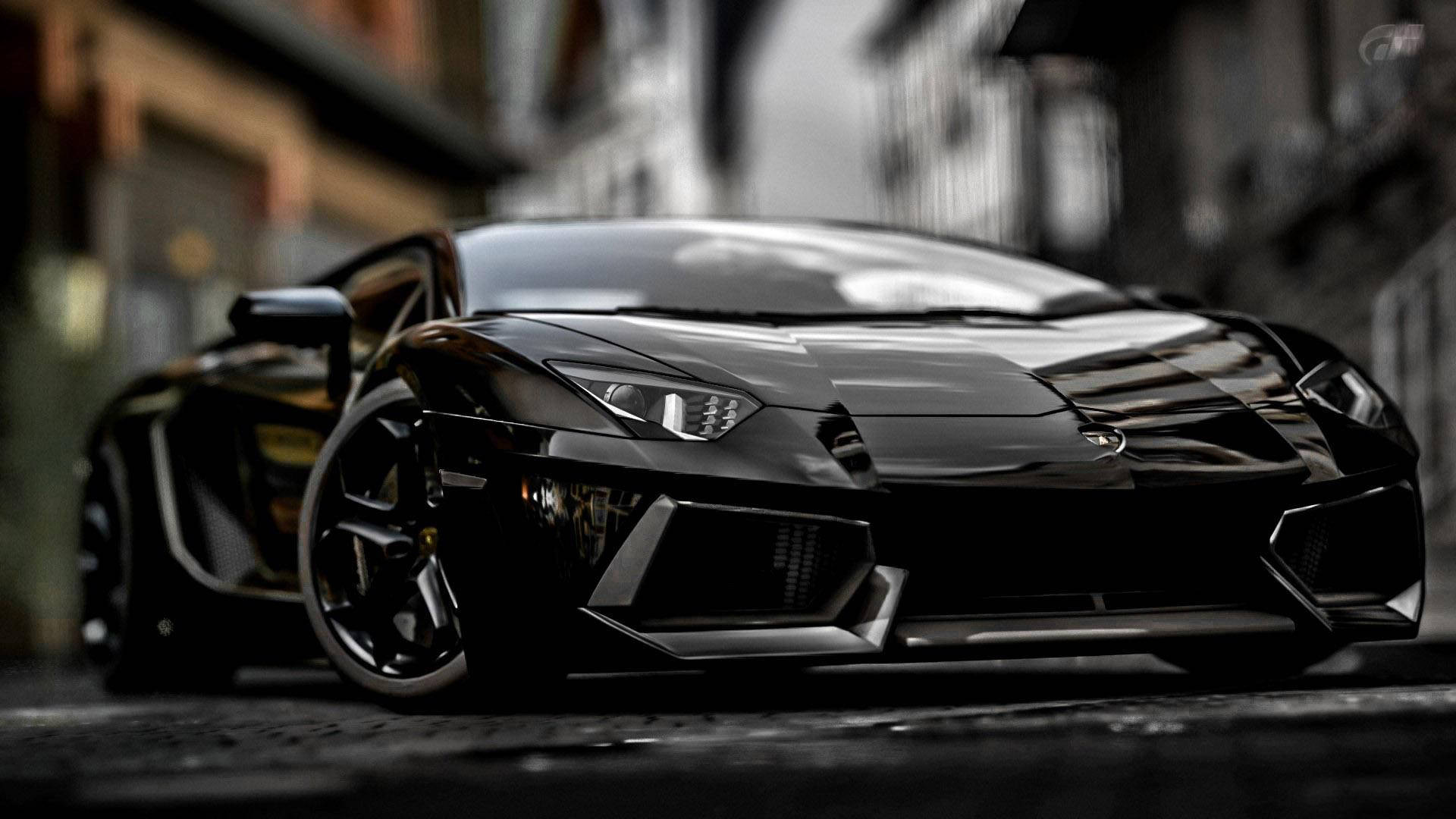 Sleek Black Lamborghini Wallpaper