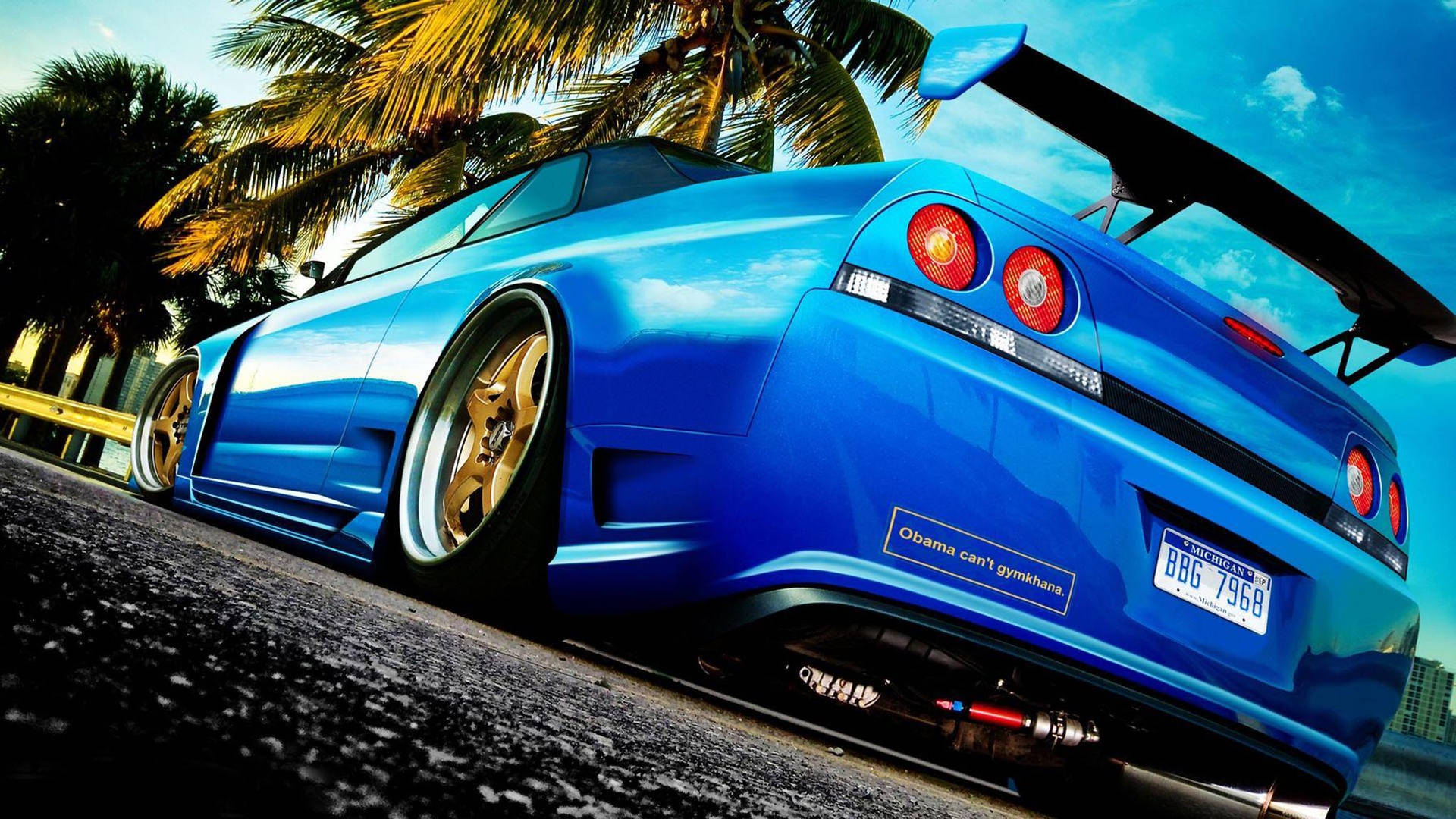 Sleek Blue Nissan Skyline Gtr R33 Wallpaper