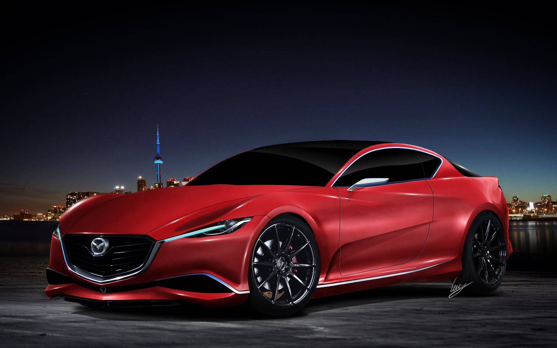 Elegante Mazda Rx7 Rossa Sfondo