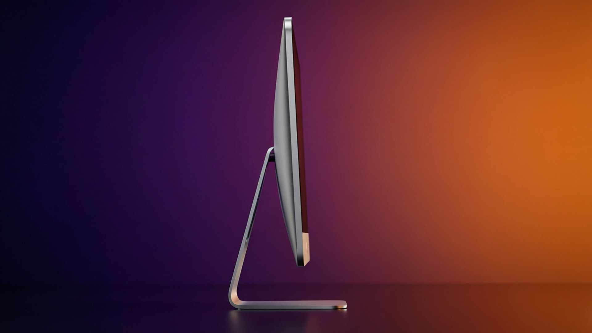 iMac Pro sidevisning med gradientbakgrunn, minimalistisk