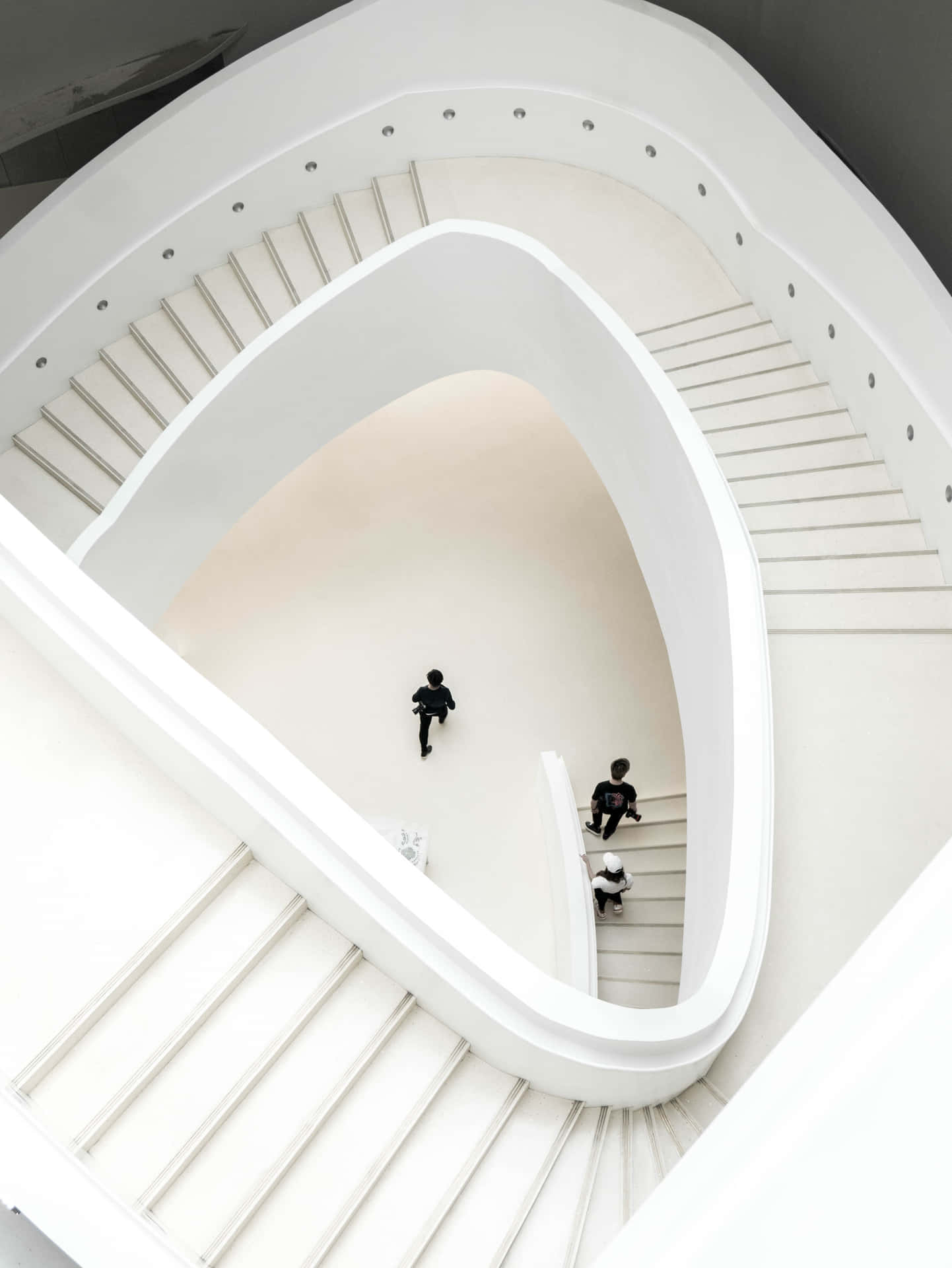 Sleek White Modern Staircase Design Wallpaper