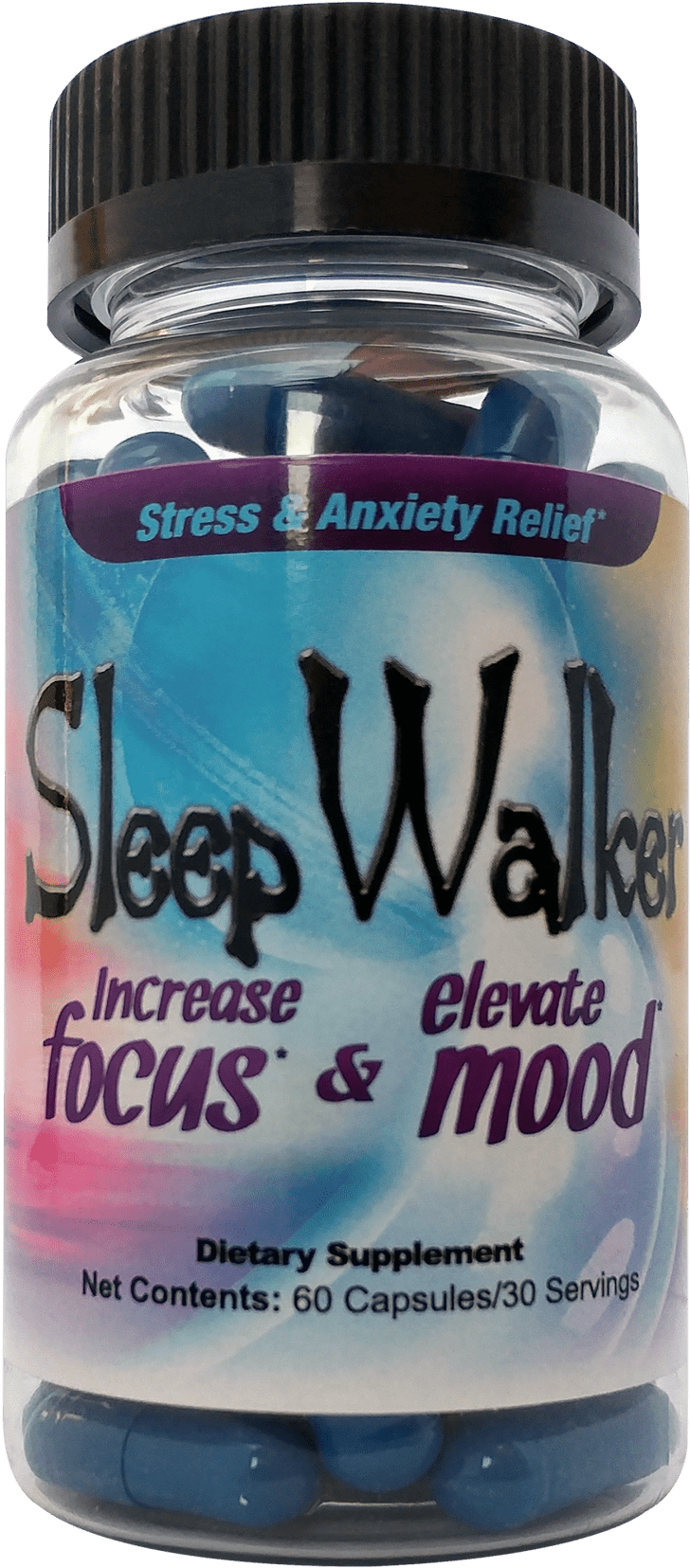 Sleep Walker Stress Relief Supplement Bottle PNG