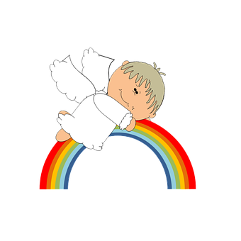 Sleeping Angelon Rainbow PNG