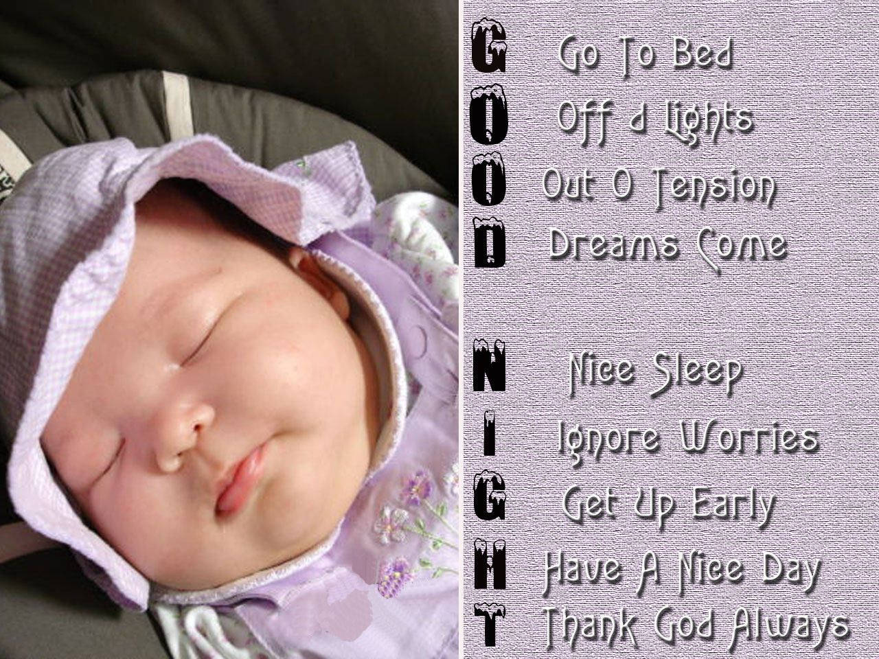 Sleeping Baby Goodnight Wishes Wallpaper