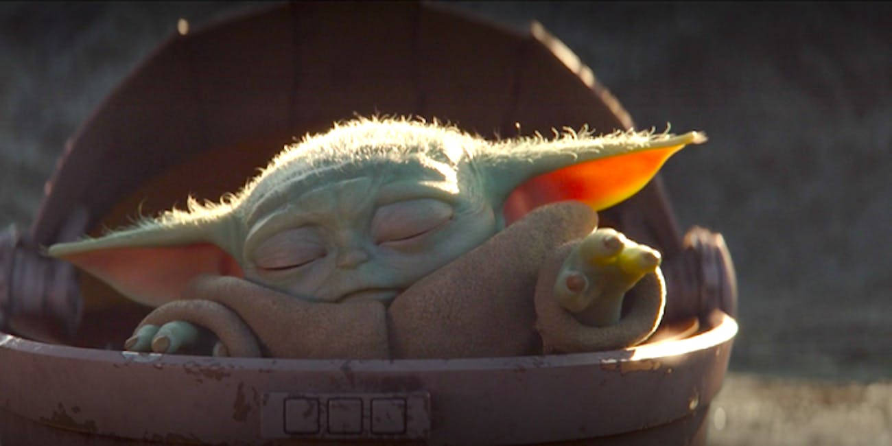 The Force is Strong with this Sleepy Baby Yoda Wallpaper