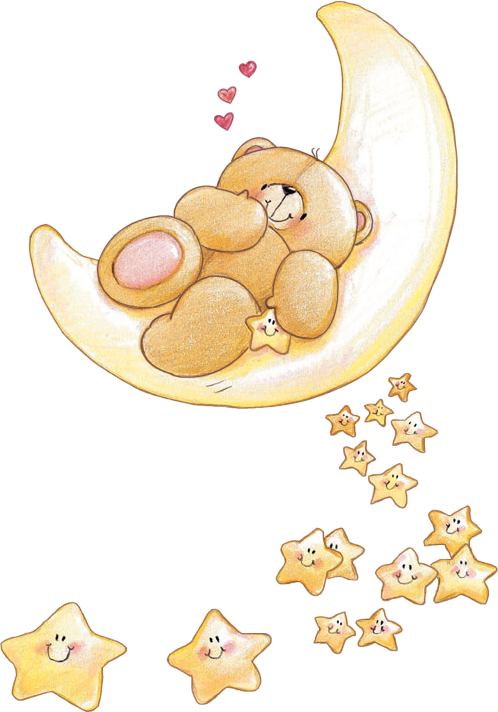 Sleeping Bearon Moonwith Stars PNG