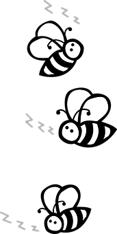 Sleeping_ Bees_ Cartoon_ Vector PNG