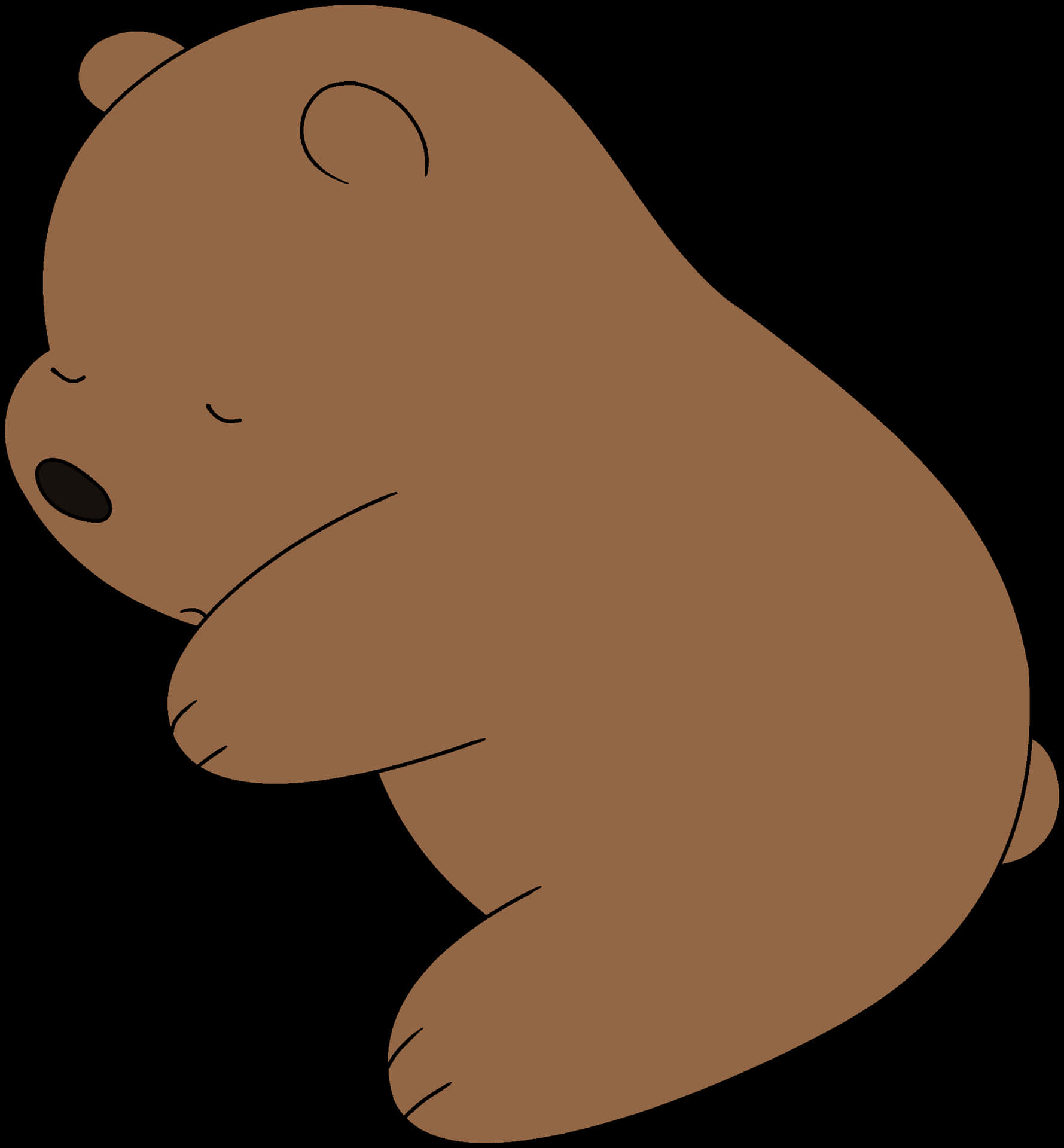 Sleeping Brown Bear Cartoon PNG