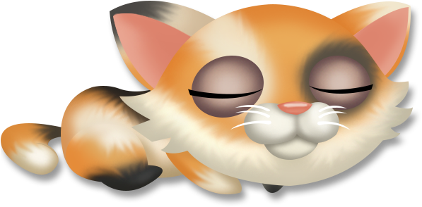 Sleeping Calico Cat Cartoon PNG