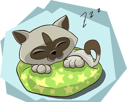 Sleeping_ Cartoon_ Kitten_on_ Pillow PNG