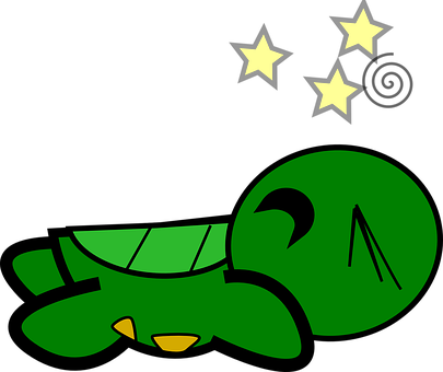 Sleeping Cartoon Turtle Under Stars PNG