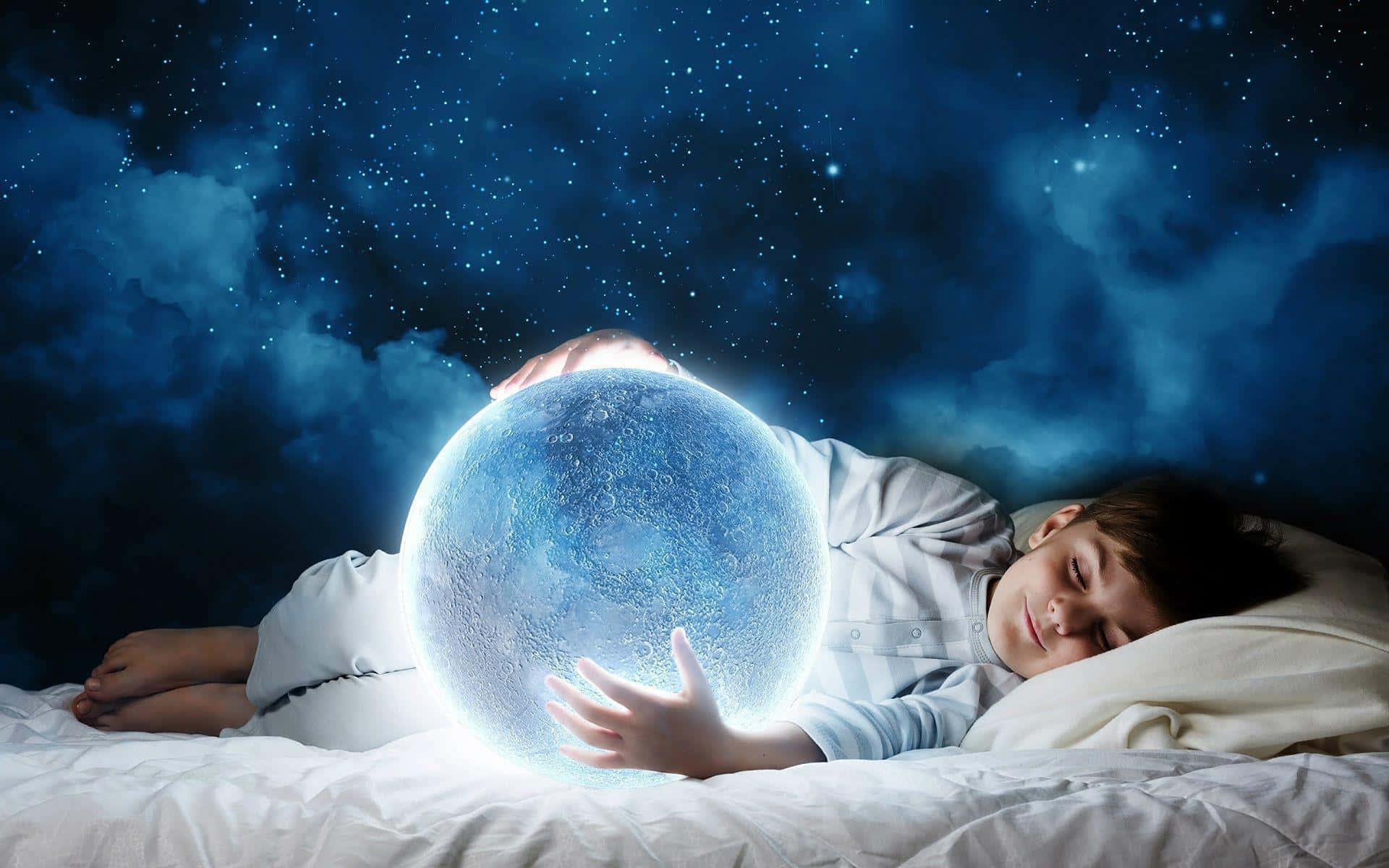 Sleeping Child With Circular Light Wallpaper
