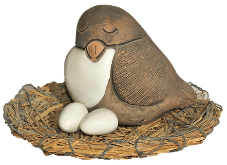 Sleeping Clay Bird Nest Eggs PNG
