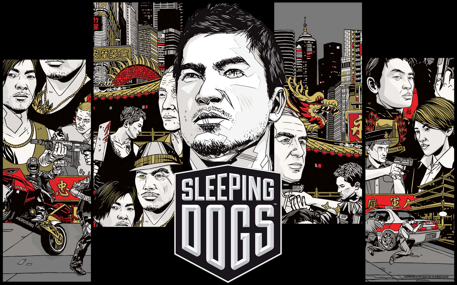 Tade Historiska Gatorna I Hong Kong Med Storm I Sleeping Dogs 2. Wallpaper