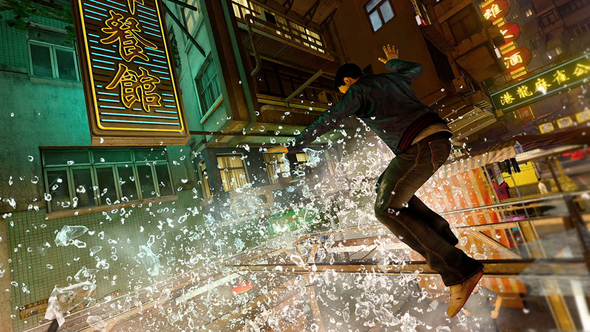Race through the city streets of Hong Kong in "Sleeping Dogs"