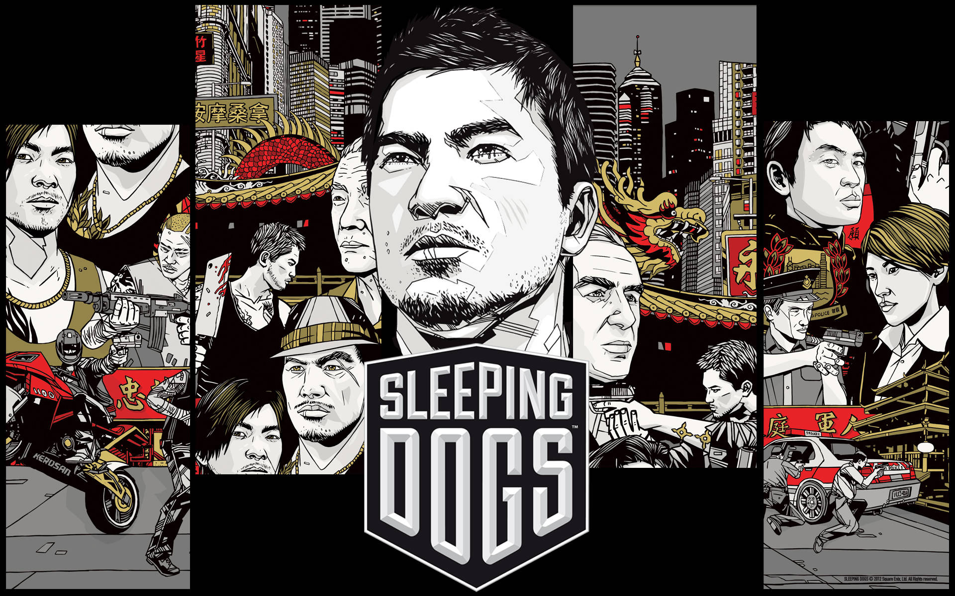 Sleeping Dogs Photo Collage Wallpaper