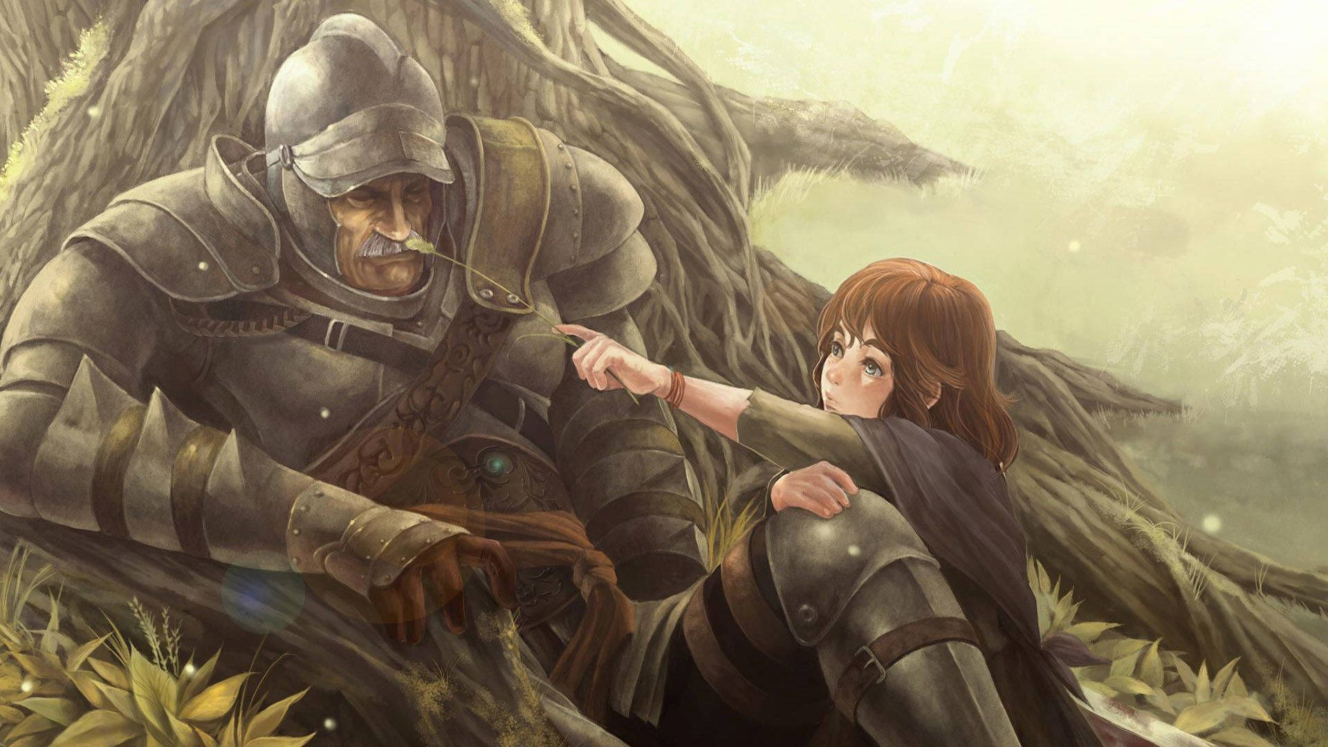 Sleeping Knight With Girl Wallpaper