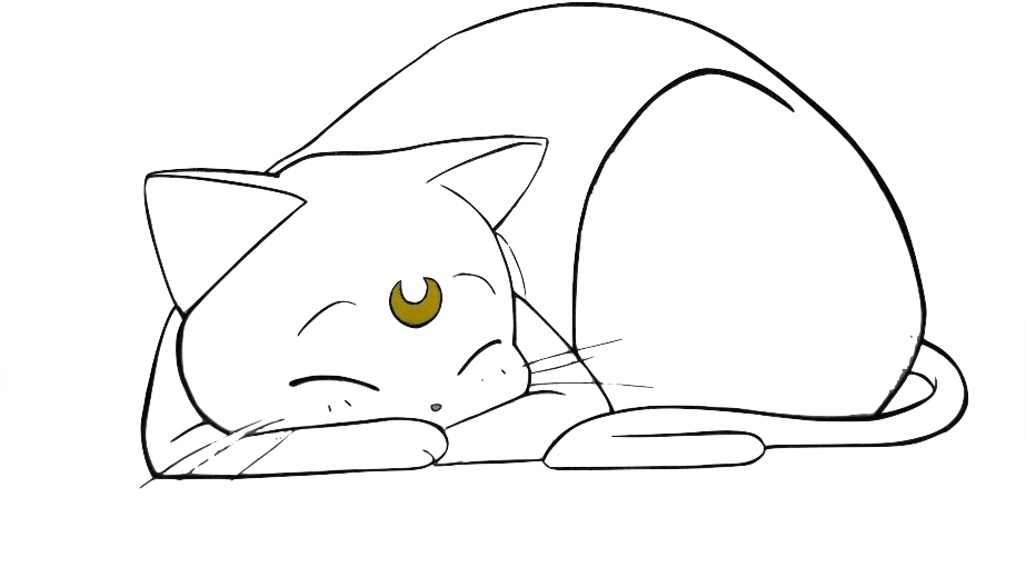Sleeping Luna Cat Sketch PNG