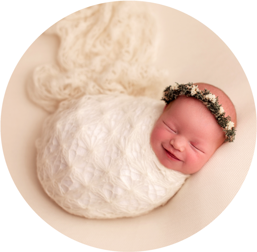 Sleeping Newborn Wrappedin White Blanket PNG