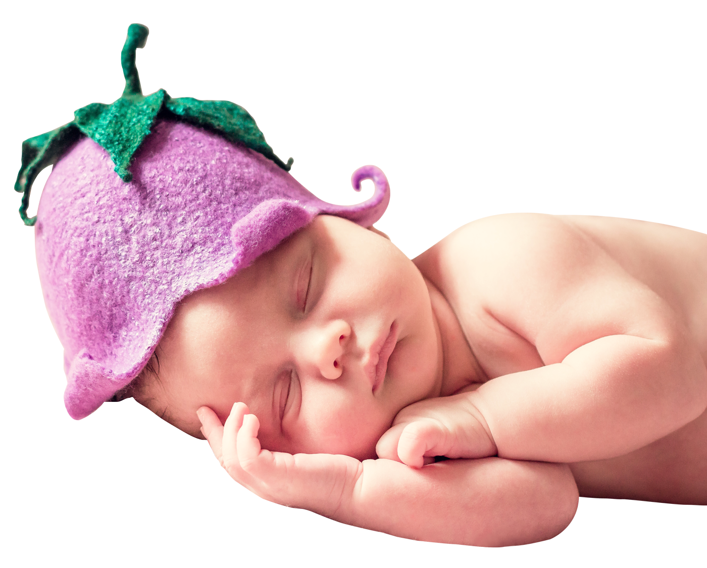 Sleeping Newbornin Flower Hat PNG