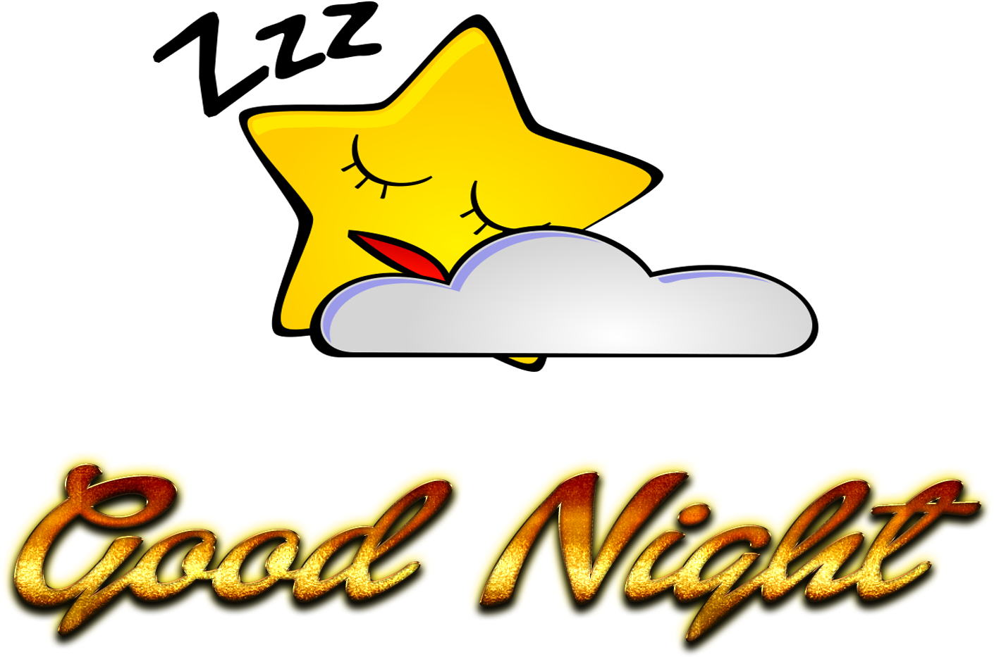 Sleeping Star Good Night Greeting PNG